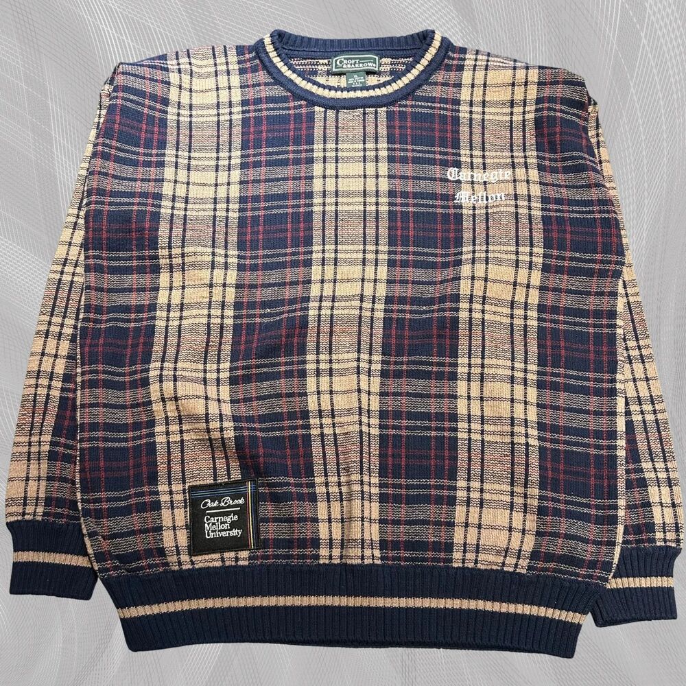 Oak Brook x Carnegie Mellon University Upcycled Tartan Plaid Sweater Size XL